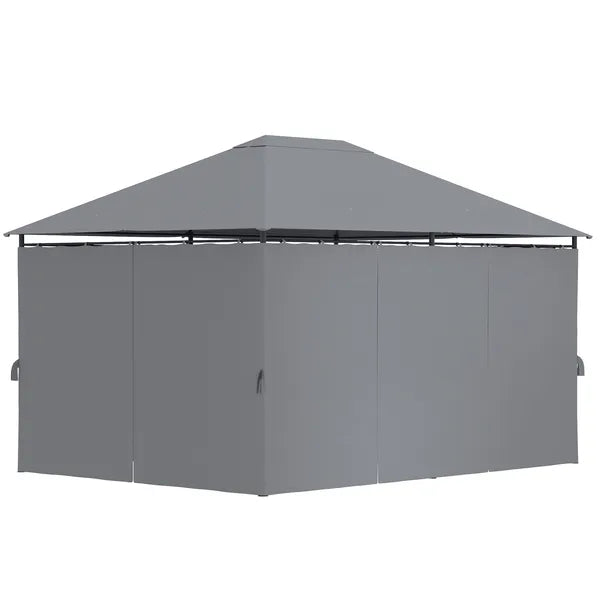 10 x 13 Outdoor Gazebo, Canopy Shelter with 6 Sidewalls, Steel Frame, Gray for Garden and Backyard, Gray - product image 11