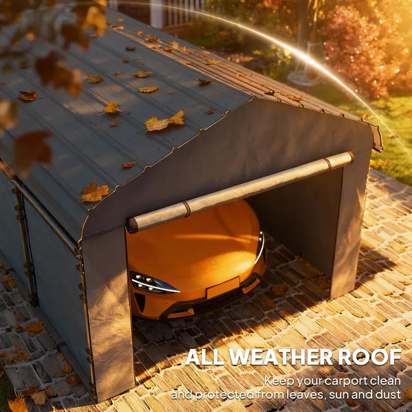 Outsunny 10 ft x 15 ft Metal Carport, Heavy Duty Garage Car Canopy with Galvanized Metal Roof and Removable Sidewalls, Dark Gray - product image 5