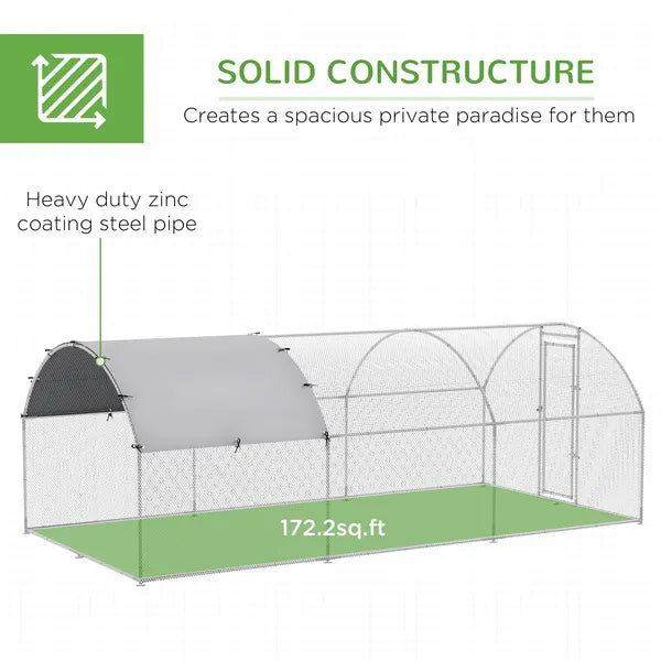 10' x 20' Large Metal Chicken Coop with Run, Walk-in Chicken Pen Chicken Cage with Cover for Outdoor Backyard, Silver - product image 6