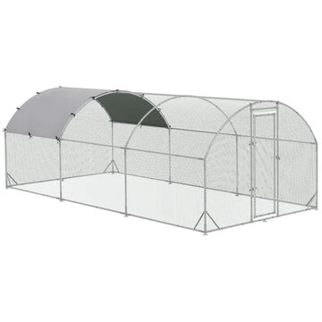 10' x 20' Large Metal Chicken Coop with Run, Walk-in Chicken Pen Chicken Cage with Cover for Outdoor Backyard, Silver - product image 1