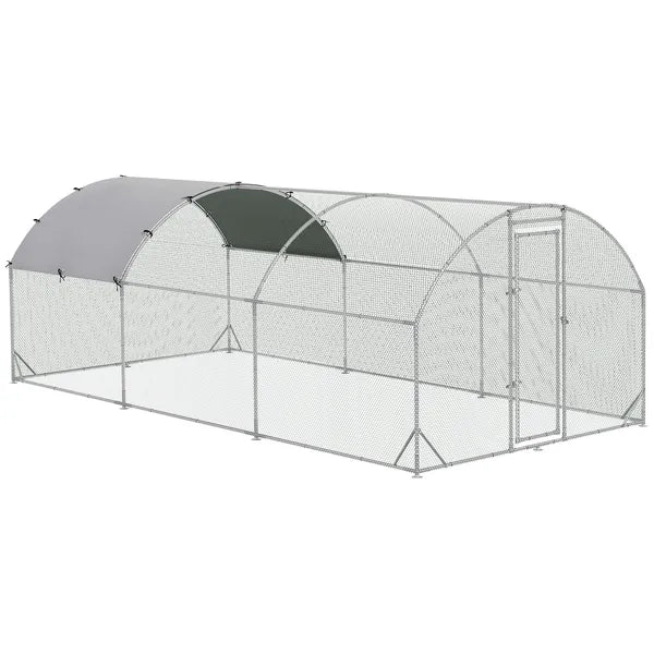 10' x 20' Large Metal Chicken Coop with Run, Walk-in Chicken Pen Chicken Cage with Cover for Outdoor Backyard, Silver - product image 1