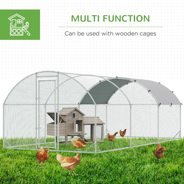 10' x 20' Large Metal Chicken Coop with Run, Walk-in Chicken Pen Chicken Cage with Cover for Outdoor Backyard, Silver - product image 5