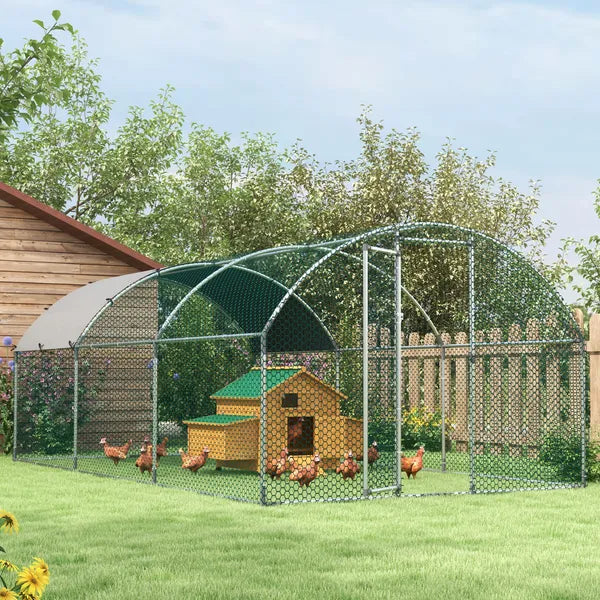 10' x 20' Large Metal Chicken Coop with Run, Walk-in Chicken Pen Chicken Cage with Cover for Outdoor Backyard, Silver - product image 11