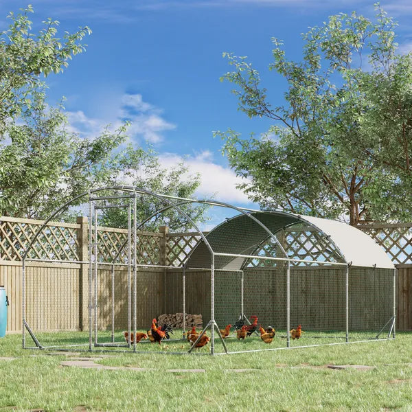 10' x 20' Large Metal Chicken Coop with Run, Walk-in Chicken Pen Chicken Cage with Cover for Outdoor Backyard, Silver - product image 12