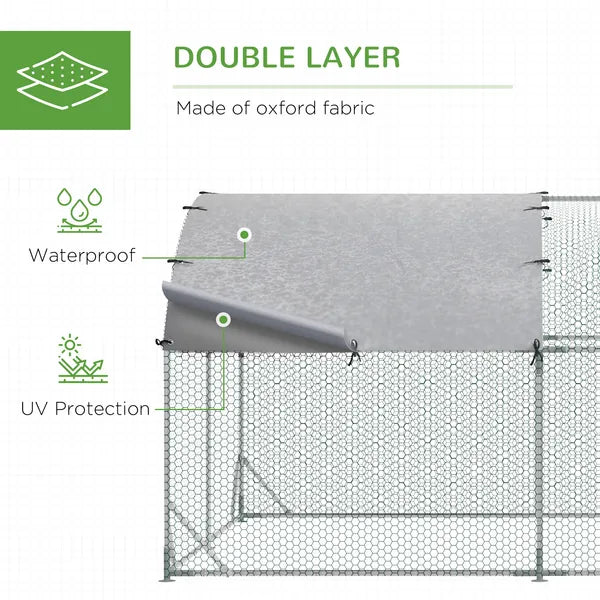 10' x 20' Large Metal Chicken Coop with Run, Walk-in Chicken Pen Chicken Cage with Cover for Outdoor Backyard, Silver - product image 4