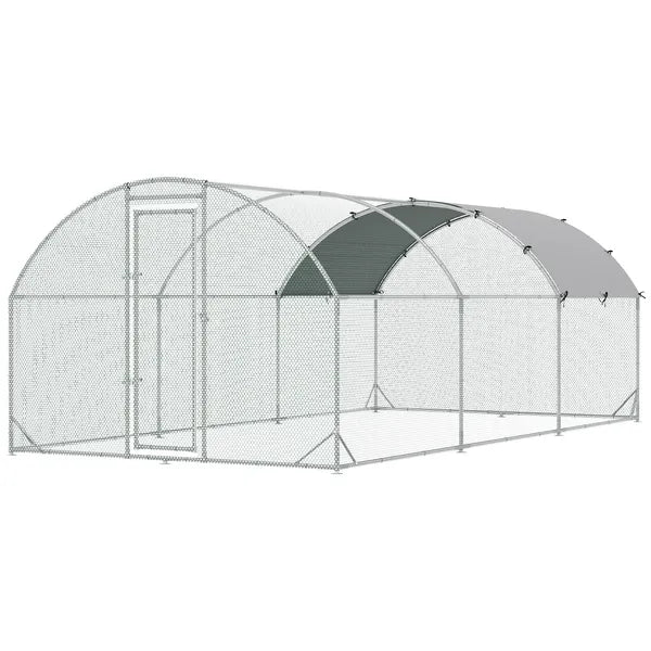 10' x 20' Large Metal Chicken Coop with Run, Walk-in Chicken Pen Chicken Cage with Cover for Outdoor Backyard, Silver - product image 13