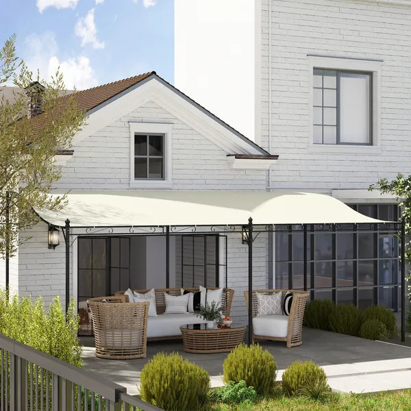 10' x 20' Outdoor Pergola Canopy, Metal Patio Canopy with Drainage Holes for Backyard, Garden, Cream White - product image 8