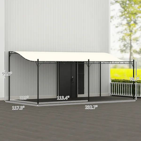 10' x 20' Outdoor Pergola Canopy, Metal Patio Canopy with Drainage Holes for Backyard, Garden, Cream White - product image 3