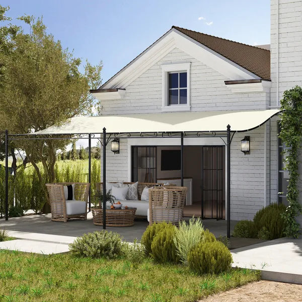 10' x 20' Outdoor Pergola Canopy, Metal Patio Canopy with Drainage Holes for Backyard, Garden, Cream White - product image 2