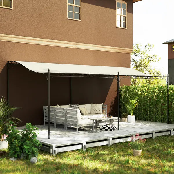 10' x 20' Outdoor Pergola Canopy, Metal Patio Canopy with Drainage Holes for Backyard, Garden, Cream White - product image 10