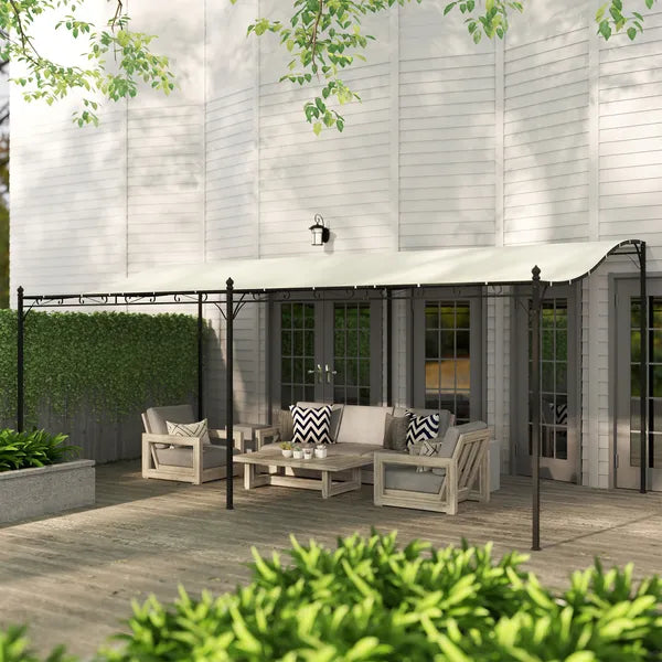 10' x 20' Outdoor Pergola Canopy, Metal Patio Canopy with Drainage Holes for Backyard, Garden, Cream White - product image 9