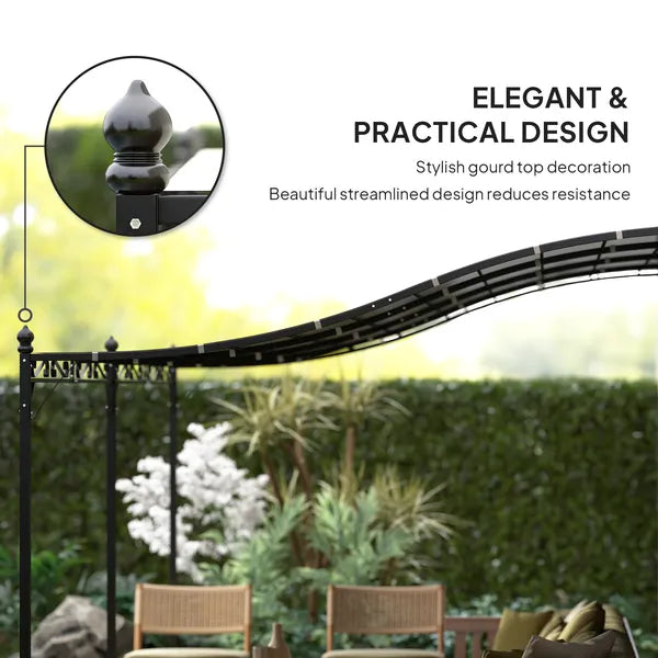 10' x 20' Outdoor Pergola Canopy, Metal Patio Canopy with Drainage Holes for Backyard, Garden, Dark Gray - product image 7