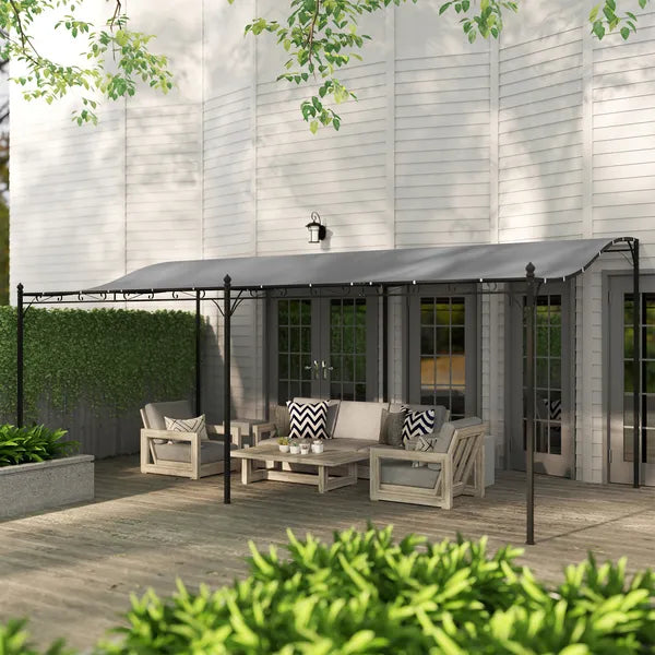 10' x 20' Outdoor Pergola Canopy, Metal Patio Canopy with Drainage Holes for Backyard, Garden, Dark Gray - product image 9