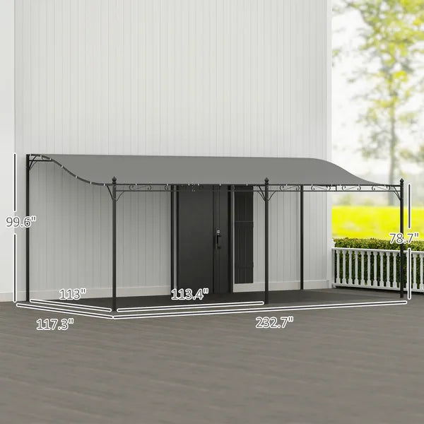 10' x 20' Outdoor Pergola Canopy, Metal Patio Canopy with Drainage Holes for Backyard, Garden, Dark Gray - product image 3