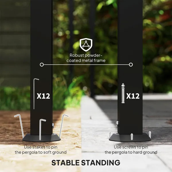 10' x 20' Outdoor Pergola Canopy, Metal Patio Canopy with Drainage Holes for Backyard, Garden, Dark Gray - product image 5