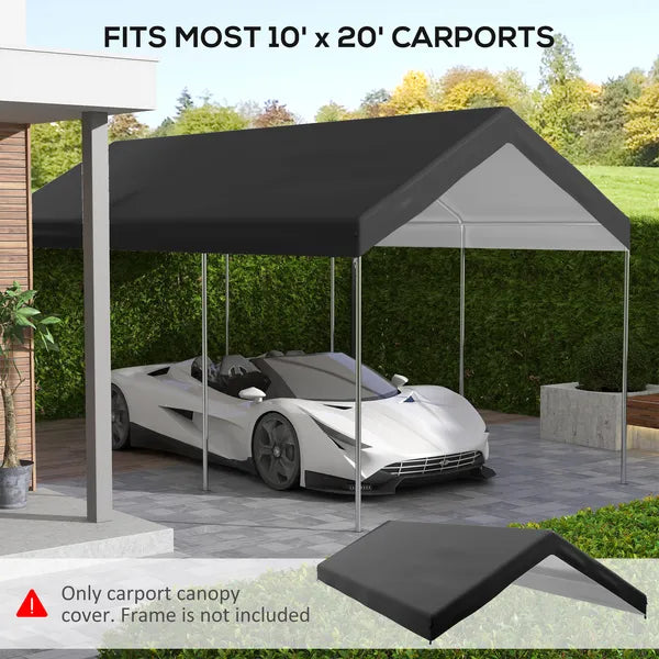Outsunny 10 x 20 Inch Carport Replacement Canopy, UV Resistant, with Ball Bungee Cords, Dark Gray - product image 4