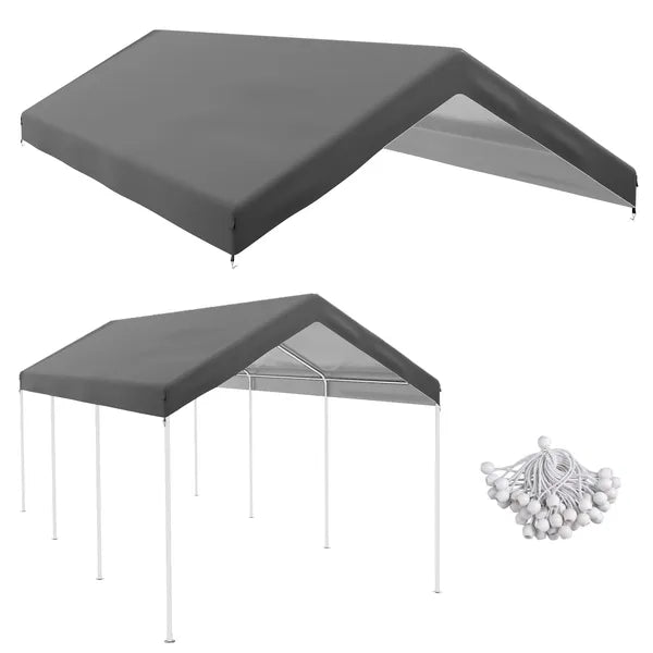 Outsunny 10 x 20 Inch Carport Replacement Canopy, UV Resistant, with Ball Bungee Cords, Dark Gray - product image 11