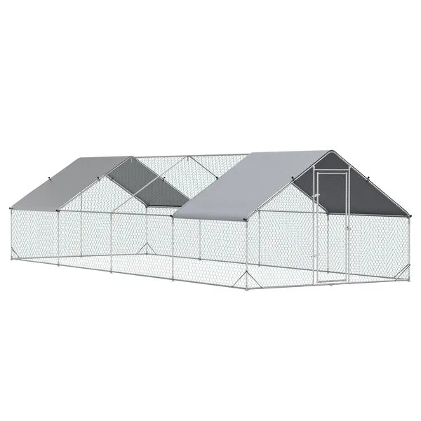 PawHut 10 ft x 26 ft x 6.5 ft Large Metal Chicken Coop with Run, Walk-in Poultry Cage Hen Playpen House with Cover and Lockable Door for Farm - product image 1