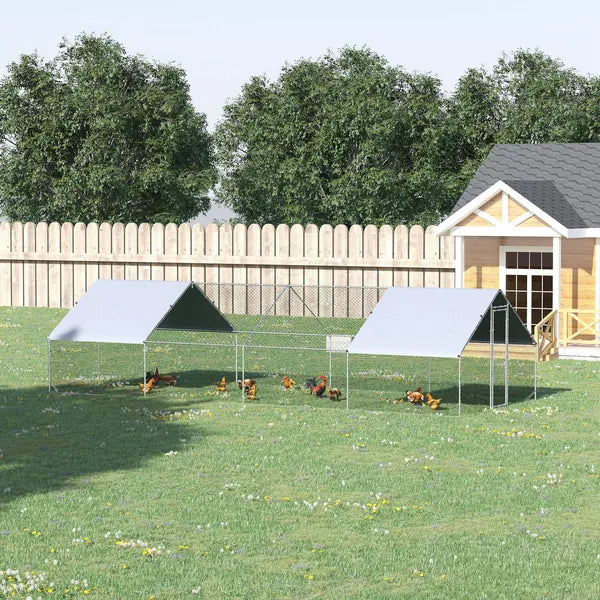 PawHut 10 ft x 26 ft x 6.5 ft Large Metal Chicken Coop with Run, Walk-in Poultry Cage Hen Playpen House with Cover and Lockable Door for Farm - product image 11