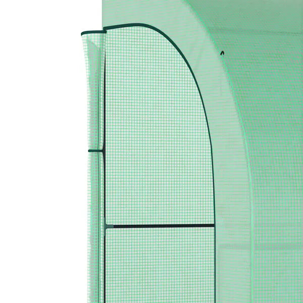 10' x 5' Lean to Green House, Walk-in GreenHouse with 2 Doors and Windows, PE Cover and 3 Shelves, Green - product image 8