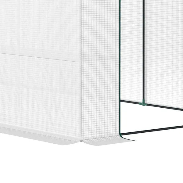 Outsunny 10' x 5' x 7' Lean-to Walk-in Greenhouse, White PE Cover, with 2 Roll-up Doors, Windows and 3 Wire Shelves, Plant Nursery - product image 11