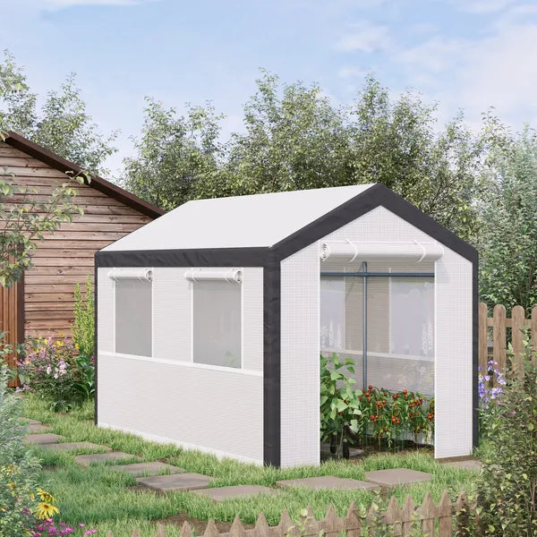 10' x 7' Walk-In Tunnel Greenhouse Garden Hot House withRoll-Up Windows Zippered Door White/Dark Grey Gardening Essentials - product image 10