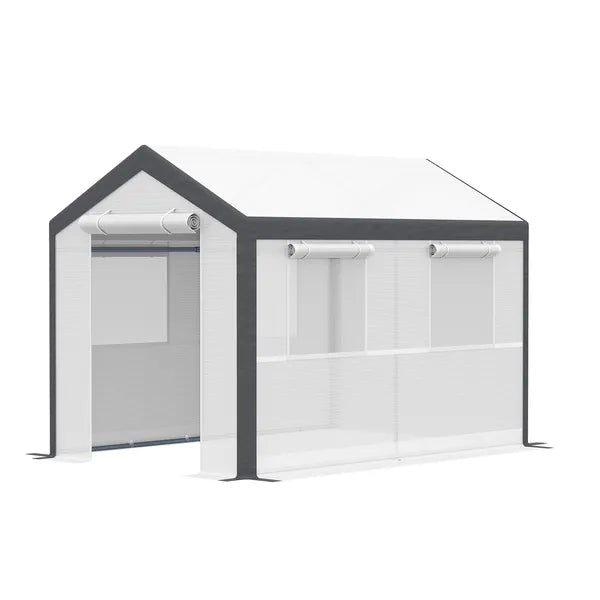 10' x 7' Walk-In Tunnel Greenhouse Garden Hot House withRoll-Up Windows Zippered Door White/Dark Grey Gardening Essentials - product image 11