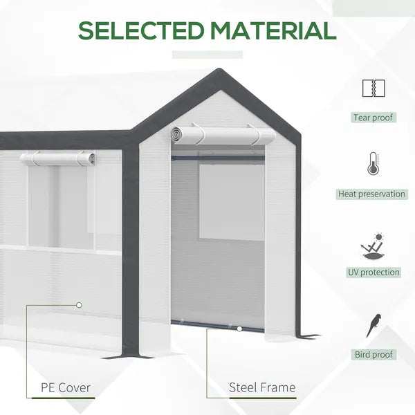 10' x 7' Walk-In Tunnel Greenhouse Garden Hot House withRoll-Up Windows Zippered Door White/Dark Grey Gardening Essentials - product image 4