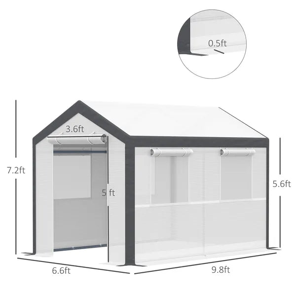 10' x 7' Walk-In Tunnel Greenhouse Garden Hot House withRoll-Up Windows Zippered Door White/Dark Grey Gardening Essentials - product image 3