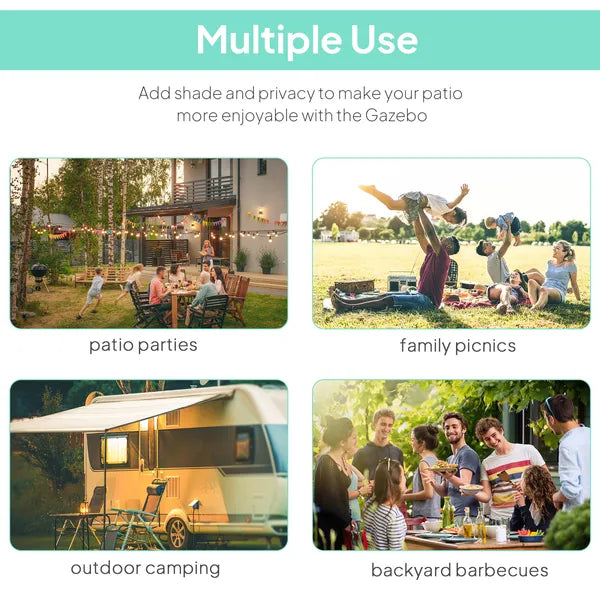 10' x 8' Outdoor Pergola and Patio Gazebo for Garden, Camper, Deck, Doors and Windows, Brown - product image 5