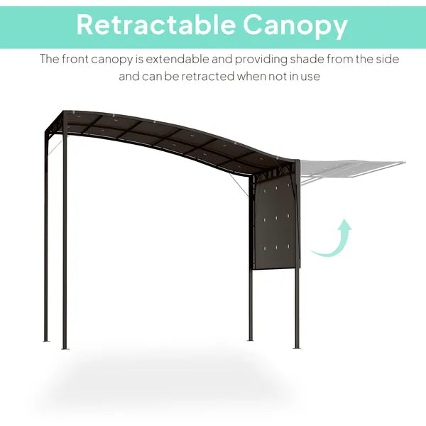 10' x 8' Outdoor Pergola and Patio Gazebo for Garden, Camper, Deck, Doors and Windows, Brown - product image 4