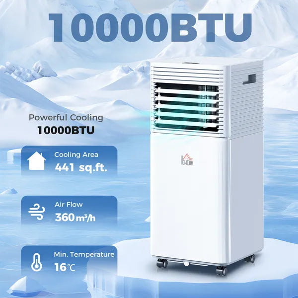 HOMCOM 10000 BTU Mobile Air Conditioner for Cooling and Dehumidifying, Remote Control, 24H Timer, LED Display, White - product image 2