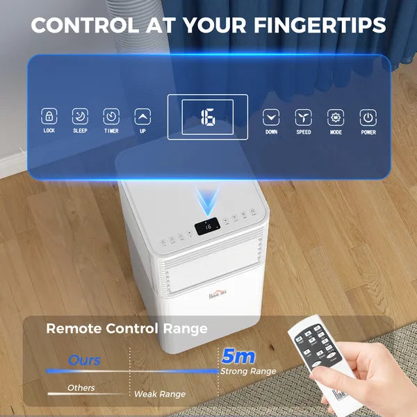 HOMCOM 10000 BTU Mobile Air Conditioner for Cooling and Dehumidifying, Remote Control, 24H Timer, LED Display, White - product image 6