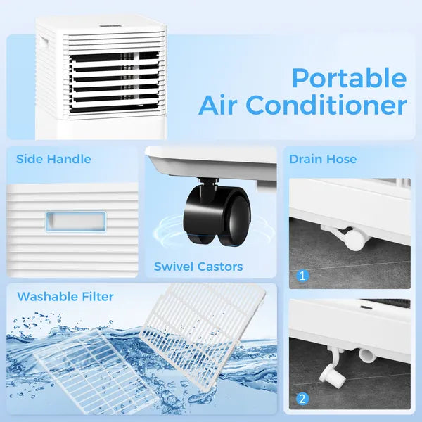 HOMCOM 10000 BTU Mobile Air Conditioner for Cooling and Dehumidifying, Remote Control, 24H Timer, LED Display, White - product image 9