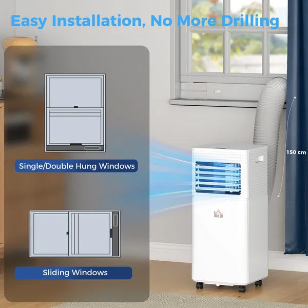 HOMCOM 10000 BTU Mobile Air Conditioner for Cooling and Dehumidifying, Remote Control, 24H Timer, LED Display, White - product image 8