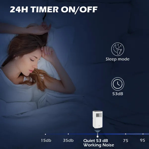HOMCOM 10,000 BTU Moible Air Conditioner 440 Sq. Ft., Dehumidifier Fan Auto Sleep with 24H Timer On/Off, Window Kit, White - product image 3