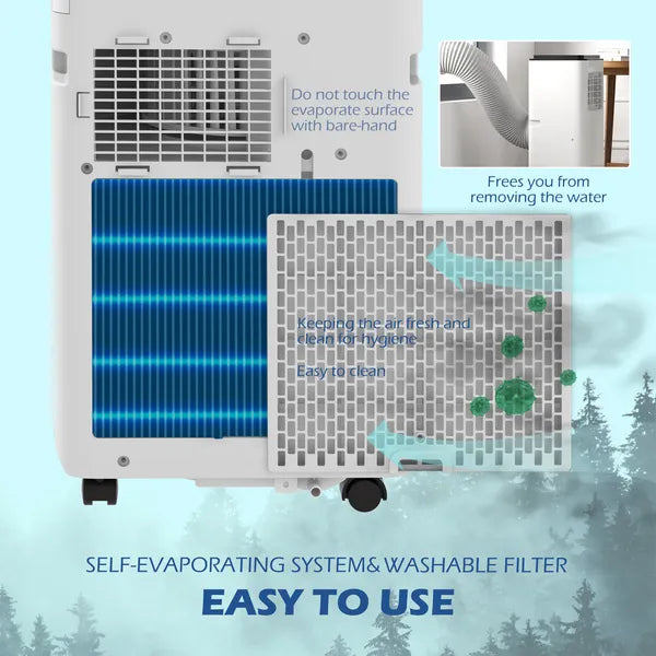 HOMCOM 10,000 BTU Moible Air Conditioner 440 Sq. Ft., Dehumidifier Fan Auto Sleep with 24H Timer On/Off, Window Kit, White - product image 5