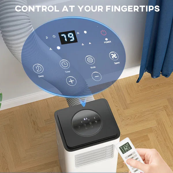 HOMCOM 10,000 BTU Moible Air Conditioner 440 Sq. Ft., Dehumidifier Fan Auto Sleep with 24H Timer On/Off, Window Kit, White - product image 6