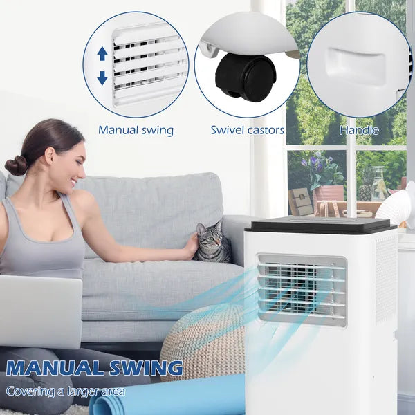 HOMCOM 10,000 BTU Moible Air Conditioner 440 Sq. Ft., Dehumidifier Fan Auto Sleep with 24H Timer On/Off, Window Kit, White - product image 4
