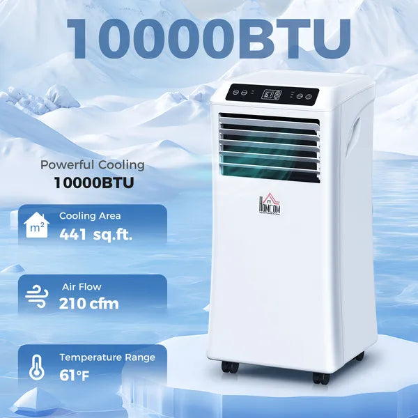 HOMCOM 10000 BTU Portable Air Conditioner for Rooms Up to 441 Sq. Ft., 3-in-1 AC Unit with Cooling Fan, Dehumidifier, Sleep Mode, Remote Control - product image 2
