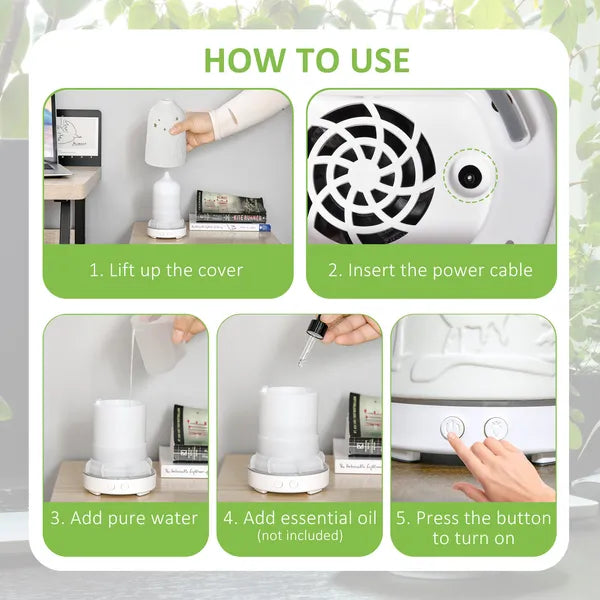 HOMCOM 100mL Essential Oil Diffuser and Humidifier with 7 Color LED and Timer - product image 7