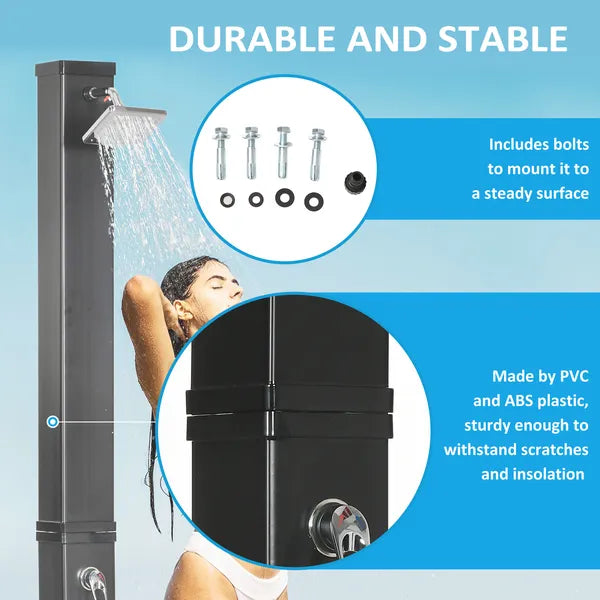 Outsunny 10.6 Gallons Solar Heated Shower w/ Free-Rotating Shower Head, Temperature Adjustment and Foot Shower - product image 7