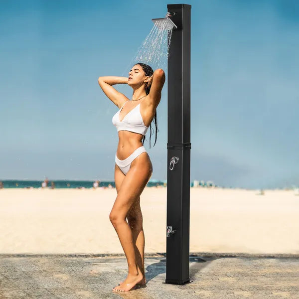 Outsunny 10.6 Gallons Solar Heated Shower w/ Free-Rotating Shower Head, Temperature Adjustment and Foot Shower - product image 2