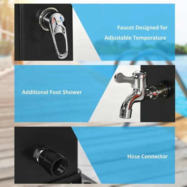 Outsunny 10.6 Gallons Solar Heated Shower w/ Free-Rotating Shower Head, Temperature Adjustment and Foot Shower - product image 5