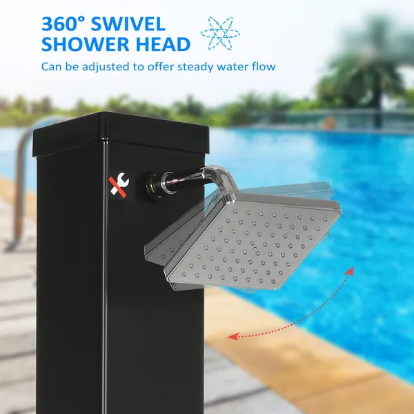 Outsunny 10.6 Gallons Solar Heated Shower w/ Free-Rotating Shower Head, Temperature Adjustment and Foot Shower - product image 6