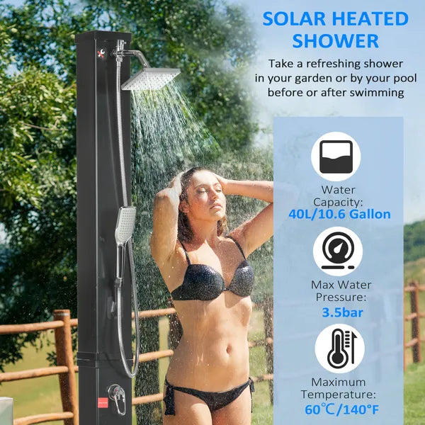 10.6 Gallon Solar Heated Outdoor Shower with Rainfall and Handheld Heads, 7 ft - product image 4