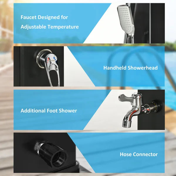 10.6 Gallon Solar Heated Outdoor Shower with Rainfall and Handheld Heads, 7 ft - product image 5