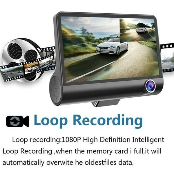 4 Inch 3 Channel 1080P Dash Cam with Front Cabin and Rear Cameras - product view 9