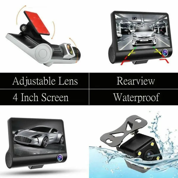 4 Inch 3 Channel 1080P Dash Cam with Front Cabin and Rear Cameras - product view 7