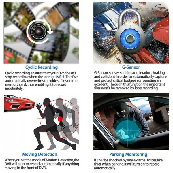 4 Inch 3 Channel 1080P Dash Cam with Front Cabin and Rear Cameras - product view 4